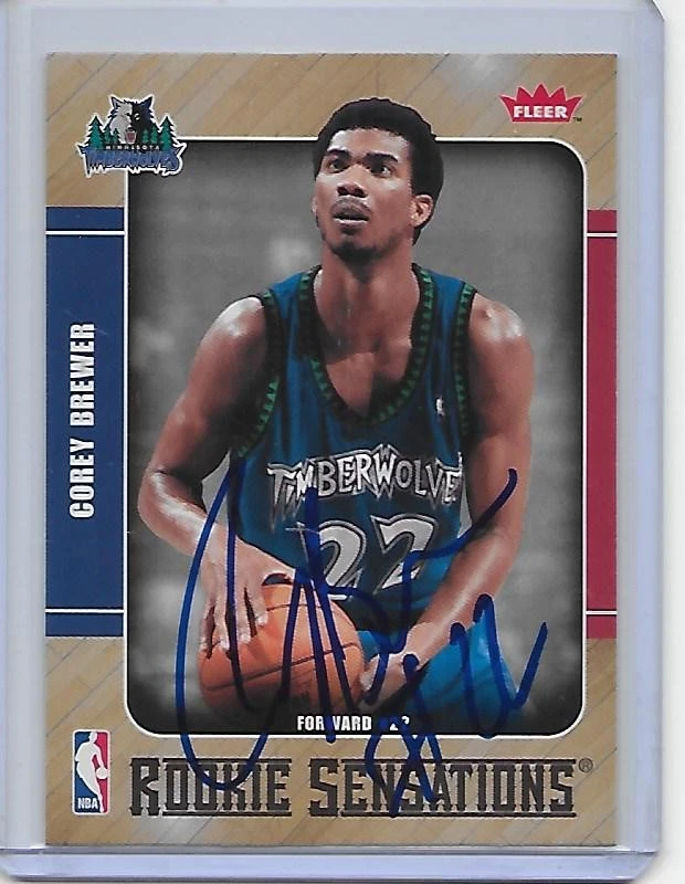 Tarjeta de baloncesto IP automática NBA COREY BREWER MN Timberwolves novato 06-07 Fleer Foto 1 de 1