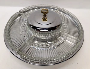 Vtg Kromex Chrome & Glass Lazy Susan Relish Tray Serving Set 1950s Open Box - Picture 1 of 10