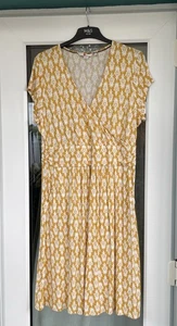 Boden Ochre Cross Over Stretch Jersey Short Sleeve Midi Dress Size 16 Petite - Picture 1 of 7