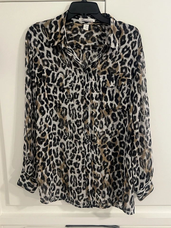 Kenneth Cole Нью-Йорк животных печати чистый блузка на пуговицах лагерь рубашка - средний - Изображение 1 из 4