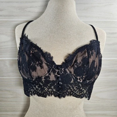 For Love And Lemons Faye Lace Underwire Bra Black Size Large - Image 1 of 4