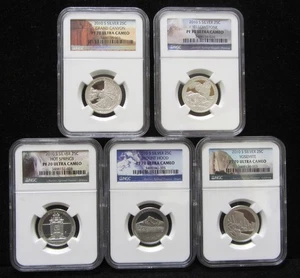 2010-S 90% SILVER PROOF AMERICA THE  BEAUTIFUL  25C - NGC PF 70 - 5 COIN SET - Picture 1 of 7
