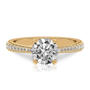 Fine 14k Yellow Gold Engagement Ring 1.30 Ct IGI GIA Lab Grown Round Cut Diamond - Picture 1 of 7