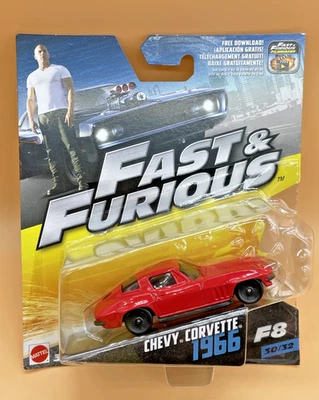 Mattel Fast & Furious 8 Chevy Corvette 1966 Red Diecast Car Sealed Blister Pack - Image 1 of 4