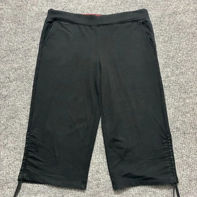 Pantalones capri activos L-RL Lauren Ralph Lauren para mujer talla grande negros Foto 1 de 4