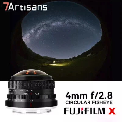 7artisans 4mm F2.8 225° Ultra Wide Angle Fisheye Lens for Fujifilm Fuji X Mount - Image 1 of 4