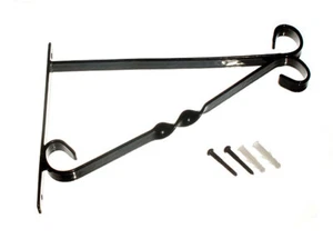 Bracket 12 Inch 300mm Hanging Basket Black Plastic Coated Steel w/ Screws Pc:4 - Photo 1/1
