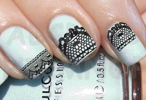 60x Water decals PIZZO UNCINETTO NERO UNGHIE NAIL ART ADESIVI TRANSFER STICKERS - Imagen 1 de 1