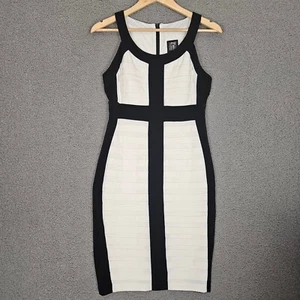 JAX Sheath Dress 4 Scoop Neck Bodycon Cross Detail Night Out Cocktail Party Knee - Picture 1 of 10
