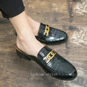 Men Shoes Casual Mens Half Drag Loafers Slipper Breathable Shoes Men Moccasins - Picture 1 of 27