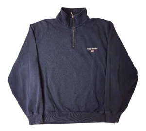 Polo Sport Vintage Navy Blue USA Flag 1/4 Zip Pullover Mens Medium M - Picture 1 of 8