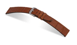 RIOS1931 Germany Embossed Alligator Grain Watch Band Strap 18 mm Cognac "MIAMI" - Picture 1 of 3