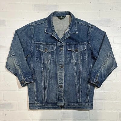 Chaqueta vaquera de mezclilla pesada Hunt Club años 90 de colección para hombre talla pequeña descolorida desgastada Foto 1 de 4