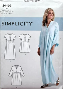Simplicity Pattern S9102 Misses Caftans & Dresses   Sizes:  6 - 14  Easy to Sew - Picture 1 of 2