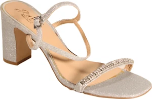 Sandalia de noche Jewel Badgley Mischka Charlee para mujer plateada brillante talla 9 M de EE. UU. - Imagen 1 de 5