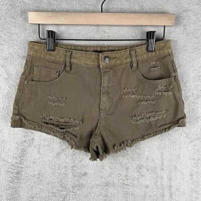 Pantalones cortos para mujer Forever 21 talla XS verde tiro medio denim corte desgastado Foto 1 de 4