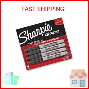SHARPIE Extreme Permanentmarker, feine Spitze, schwarz, 4 Stück - Bild 1 von 2