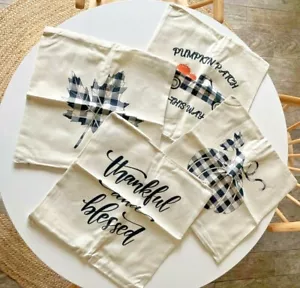 4 pillow covers fall pumpkin patch buffalo plaid thankful blessed decor - Picture 1 of 6