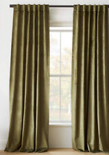 West Elm Luster Crushed Velvet (1) Curtain Panel 48”x 96” Olive Green