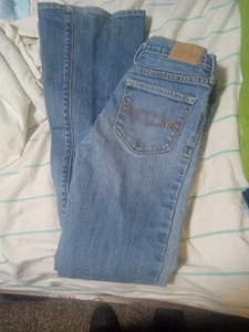 Abercrombie Kids Girls Light Blue Size 12 Distressed Boot Cut Stretch Jeans - Picture 1 of 5