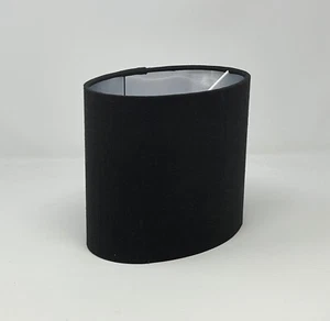 Pantalla de lámpara negra texturizada 100 % lino cepillado plata ovalado tono claro - Imagen 1 de 7