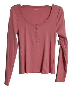 NUEVO CON ETIQUETAS Camiseta Henley Para Mujer Antigua Azul Marino Ajustada Tejido Acanalado Talla XS 0-2 Coral Antiguo N5 - Imagen 1 de 5