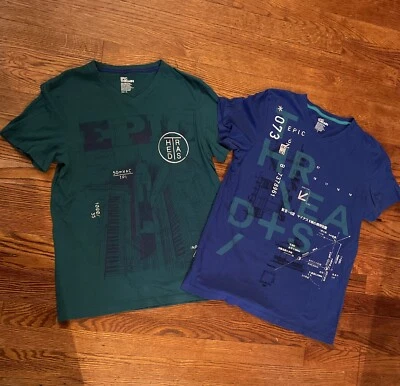 Camiseta 2 Epic Threads Manga Corta Cuello en V Verde Azul Juvenil Talla XL Foto 1 de 4