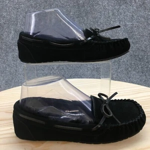 Stars Above Shoes Womens 5 Slip On Lined Moccasin Slippers Black Suede Flats - Picture 1 of 15