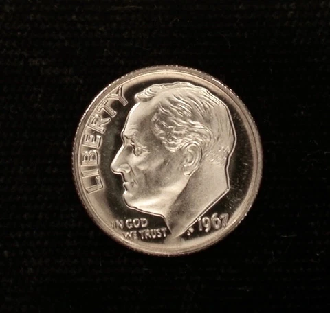 1967 sms 10c MEGA-GRADE CAMEO !!!!! BORDERLINE DCAM PQ+++ !!!!! Cover