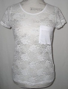 White Lace Pocket Tee From PiperLime - Size XS NWT! - Picture 1 of 4