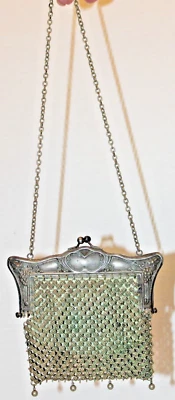 Antiguo Bolso de Mano GER de Malla Plateada Victoriano RARO Foto 1 de 4