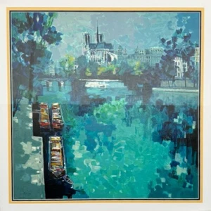Notre Dame by Claude Fauchere - Limited Signed Serigraph on Paper-Framed 32X32 - Picture 1 of 5