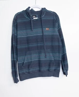 ONeill Blue & Green Striped Pullover Hoodie With Kangaroo Pocket Size M - Image 1 of 4