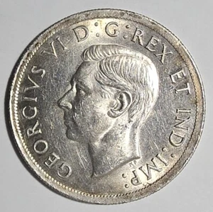 Moneta da 1 dollaro canadese in argento 80% tono 1939 UNC - Foto 1 di 2
