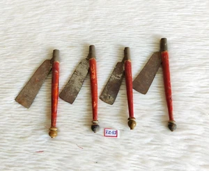 Antique Handmade Painted Iron Straight Razor Wooden Handle Grooming 4 Pcs RZ86 - Picture 1 of 6