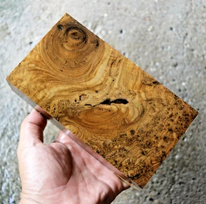 Teak Burl Exotic wood Block Blanks DIY Woodworking 3 6/8"X 6 7/8"X 1 5/8" #938 - Picture 1 of 14