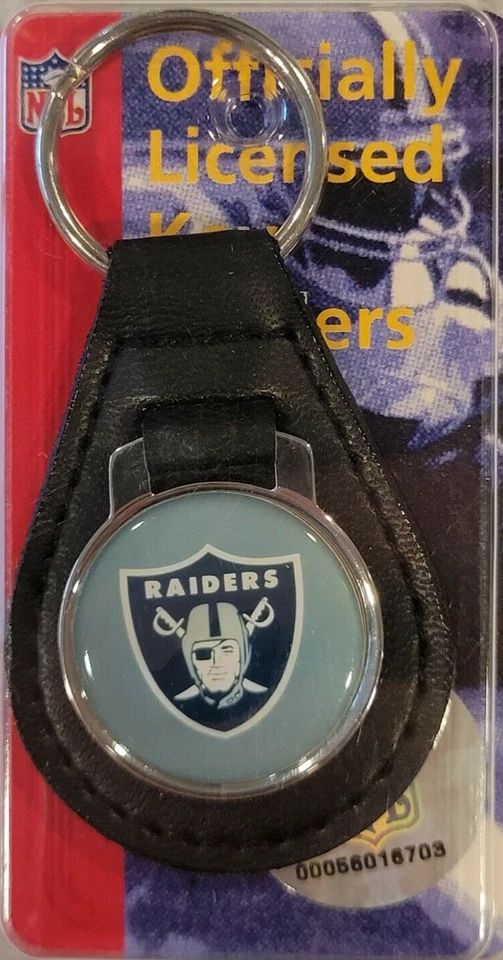 NFL Oakland Raiders Leather Keychain, NEW - Image 1 of 1