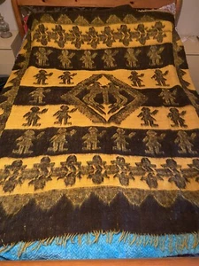 78 "x60" Wolle gelb & braun Tribal Decke?? - Bild 1 von 8