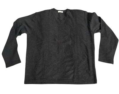 ERMENEGILDO ZEGNA Charcoal 100% Wool V-Neck Sweater XL Super Soft - Image 1 of 4