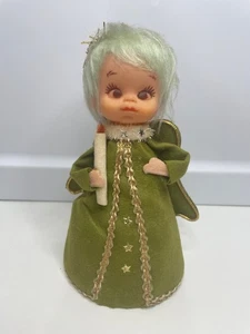 Vintage Christmas Tree Topper ornament Angel cone in green Dress Made by Napco - Picture 1 of 10