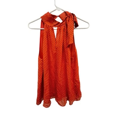Blusa de seda a lunares sin mangas Joie | Talla S | Top rojo y blanco con cuello atado Foto 1 de 4