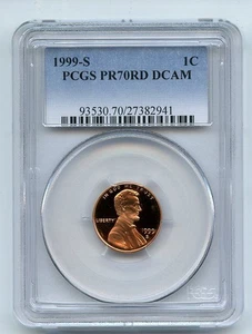 1999 S 1C Lincoln Cent PCGS PR70DCAM - Picture 1 of 1