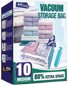 10 mittlere Vakuum Aufbewahrungsbeutel mit Handpumpe Platzsparende Versiegelung Beutel für Kleidung - Bild 1 von 12