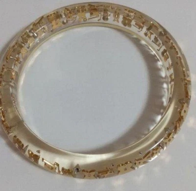 LOUIS VUITTON Inclusion Bangle Bracelet Clear Gold Resin Rhinestone NO BOX - Image 1 of 3