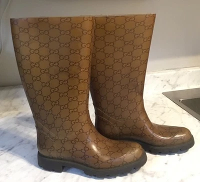 Botas de lluvia Gucci para mujer talla 35 GG con logotipo con monograma Foto 1 de 4