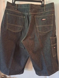 New Dickies Carpenter Shorts Men's 34 Black Jeans Thrashed Skater Relax Wide NWT - Picture 1 of 13