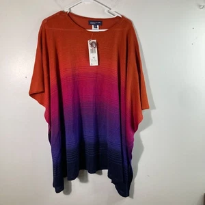 Jones New York Damenponcho Wollmischung ombre Streifen Einheitsgröße neu mit Etikett - Bild 1 von 9