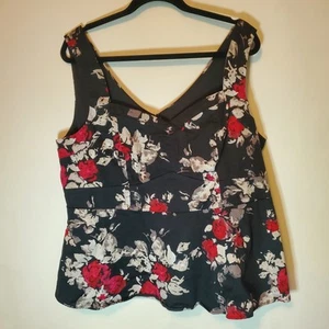 Top Torrid Talla 2 2X 18/20 Negro Rojo Rosa Cintura Imperio Peplum Sin Mangas - Imagen 1 de 6