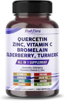 Quercetin 8000mg Elderberry 6000mg Turmeric 5000mg Vitamin C 100mg Zinc 50mg - I - Image 1 of 4
