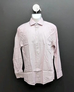 Charles Tyrwhitt Slim Fit Non Iron Square Pattern Mens Dress Shirt 15.5 /34 Pink - Picture 1 of 7